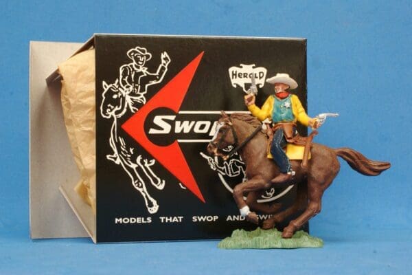 SOLD Swoppet Cowboy Sheriff Mounted (YELLOW Torso) + REPRO Box