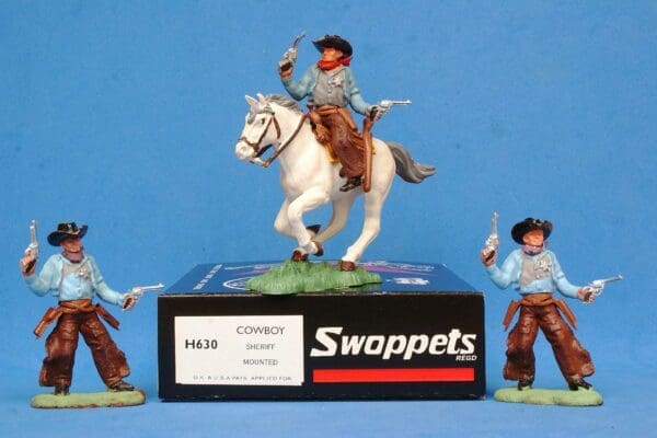 SOLD Swoppet Cowboy Sheriff - 1 Mounted, 2 On Foot (1958 Issue)