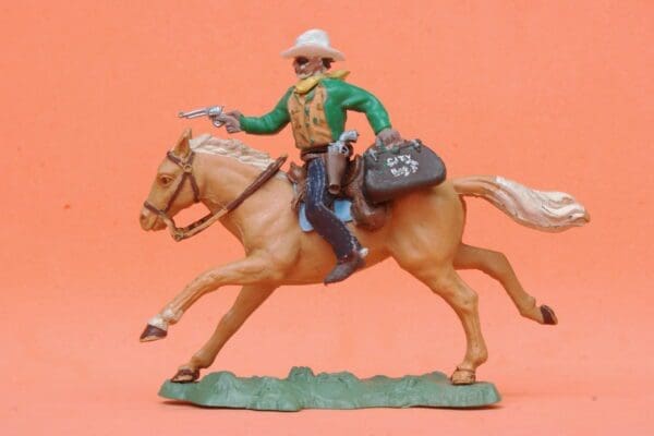 SOLD Swoppet Cowboy Mounted Bank Robber + REPRO Box #1