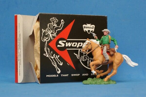 NEW! Swoppet Cowboy Firing Twin Guns Mounted + REPRO Box #2 - Image 5