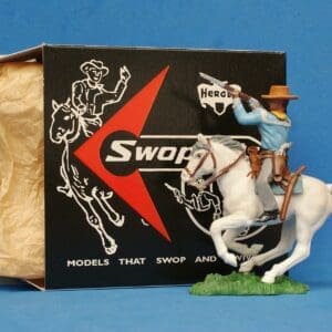SOLD Swoppet Cowboy Firing Rifle Mounted Early LIGHT BLUE Torso