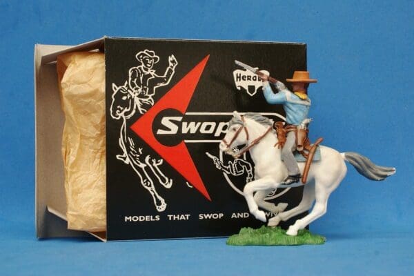 SOLD Swoppet Cowboy Firing Rifle Mounted Early LIGHT BLUE Torso