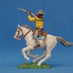 SOLD Swoppet Cowboy Firing Rifle Mounted - WHITE Galloping Horse