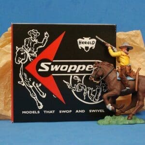 SOLD Swoppet Cowboy Firing Rifle Mounted - BROWN Galloping Horse
