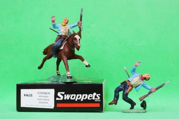 Swoppet Cowboy Wounded by Arrow - Mounted & On Foot