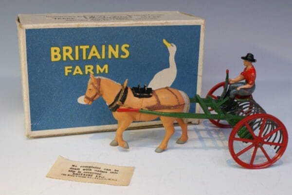 SOLD Britains Horse Rake with TAN Plastic Horse