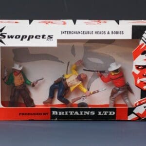 SOLD Swoppet Cowboys 3 Figure Window Box