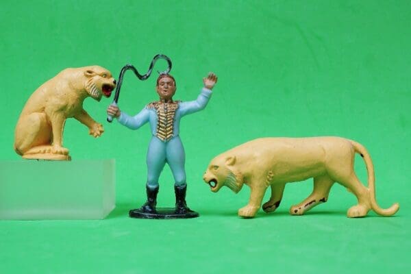 SOLD Charbens Circus Lion Tamer & Pair of Performing Lions