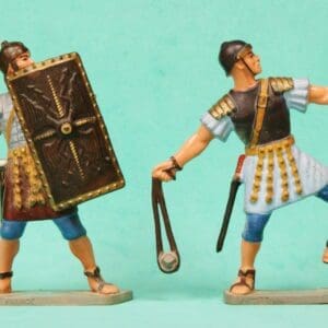 SOLD Starlux Plastic 60mm Roman Soldiers Slingshot & Gladius