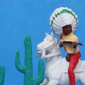 SOLD Crescent Mounted Indian Firing Rifle & SCARCE Cactus