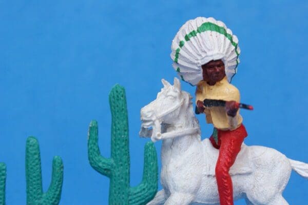SOLD Crescent Mounted Indian Firing Rifle & SCARCE Cactus