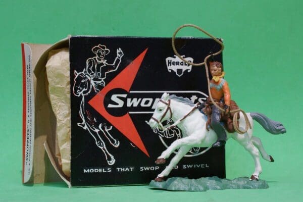 SOLD Swoppet Mounted Cowboy Throwing Lasso - ORIGINAL Box