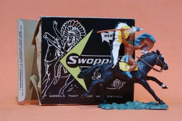 SOLD Swoppet Mounted Indian Chief with Spear - ORIGINAL Box