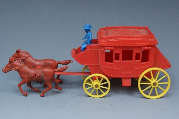 Poplar Plastic 45mm Wild West Stagecoach - BROWN Horse Team