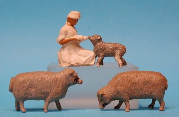 Taylor & Sons Maid Feeding Lamb & GREY Sheep