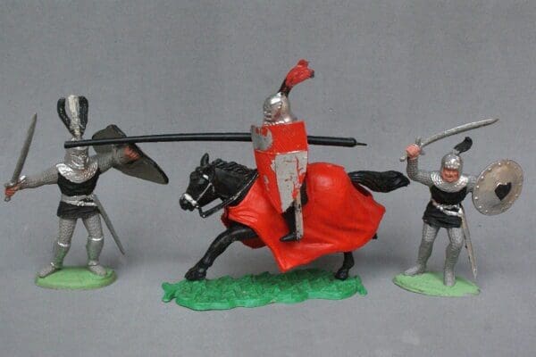 SOLD Timpo Solid Black Knights Mounted & On Foot