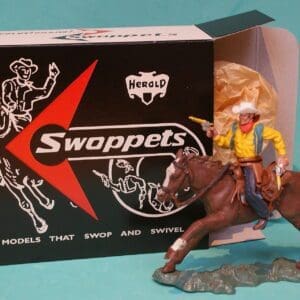 SOLD Herald Swoppet Cowboy Firing Twin Guns Mounted