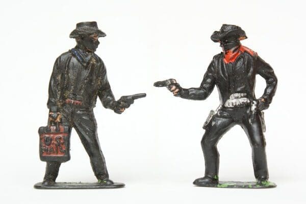 NEW! Timpo Pair of Cowboys from Lead Moulds - BLACK Plastic!