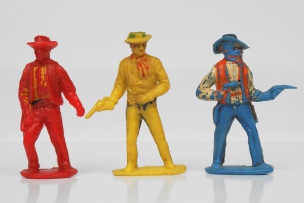 SOLD Timpo Early Plastic Cowboys 'Timpo Tim' Masked Bandit etc