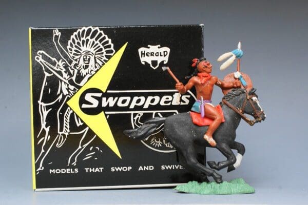 Herald Swoppet Mounted Indian Brave with Tomahawk