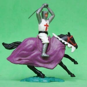 SOLD Timpo Swoppet Crusader with BLACK Belt/PURPLE Caparison