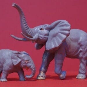 SOLD Timpo Plastic Zoo Animals Elephant & Baby Elephan