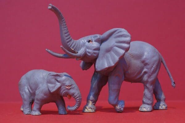 SOLD Timpo Plastic Zoo Animals Elephant & Baby Elephan