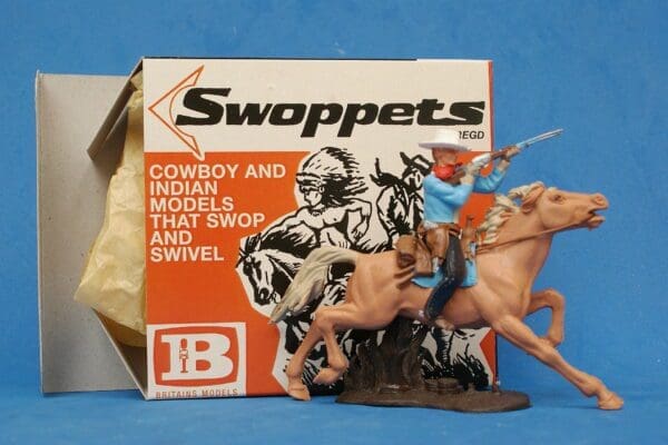 SOLD Swoppet Mounted Cowboy Firing Rifle TAN 2nd Series Horse