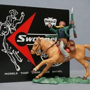 SOLD Herald Swoppet Mounted Wounded Cowboy - DARK GREEN Torso
