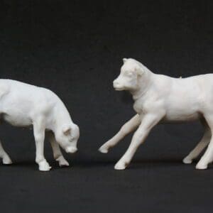 SOLD Herald Feeding Calf & Bull Calf Frisking - UNPAINTED