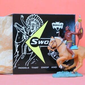 SOLD Herald Swoppet Mounted Indian Brave with Tomahawk