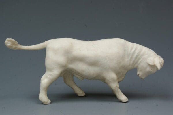 SOLD Timpo Farm Animals - White Plastic Bull (Unpainted)