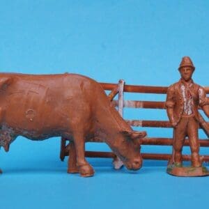 SOLD Taylor & Sons Jersey Cow Grazing, Drover & MARBLED Fence