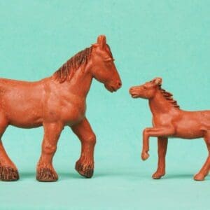SOLD Timpo Farm Shire Horse & Colt - Chestnut Plastic