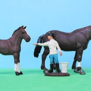 SOLD Britains Farm Girl, "Percheron" Horse & Foal - Brown PVC