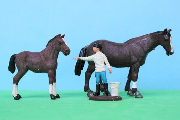 SOLD Britains Farm Girl, "Percheron" Horse & Foal - Brown PVC