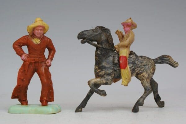 SOLD Beton Acetate Plastic Mounted Cowboy & Cowboy Hand on Hols