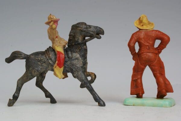 SOLD Beton Acetate Plastic Mounted Cowboy & Cowboy Hand on Hols - Image 3