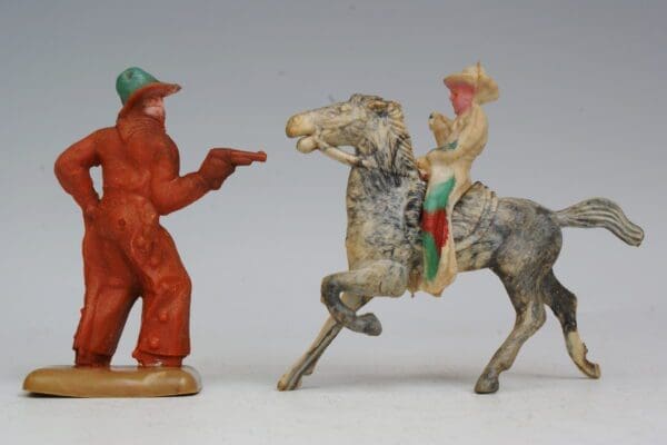 SOLD Beton Acetate Plastic Mounted Cowboy & Masked Bandit - Image 3