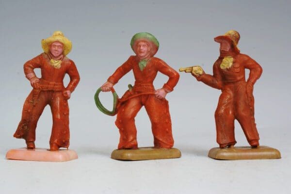 SOLD Beton Acetate Plastic Cowboys on Foot - 3 Poses!