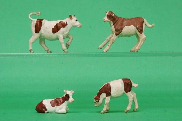 SOLD Herald PVC Plastic Calves Ayrshire Breed Set of 4