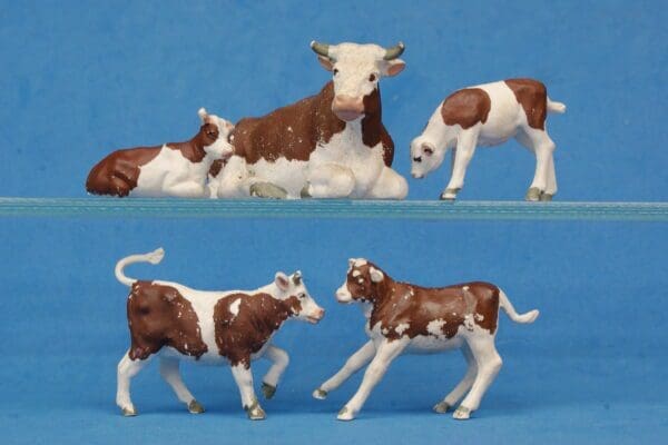 SOLD Set of Herald Ayrshire Calves + Britains Lying Cow
