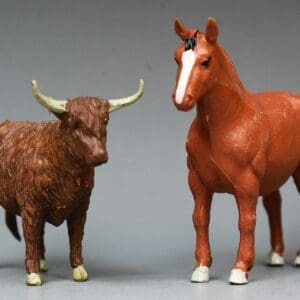 Britains Farm Series PVC Highland Steer & Suffolk Mare