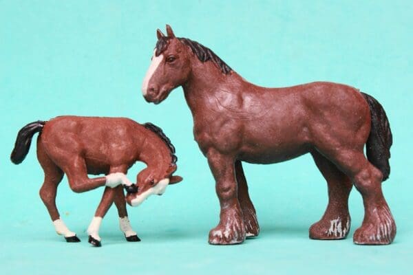 SOLD Herald Brown Shire Mare & Scratching Colt