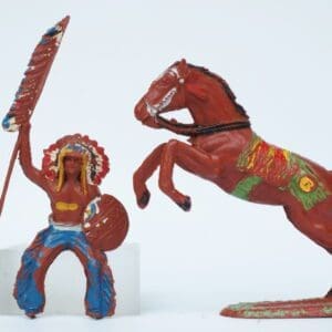 SOLD VP Mounted Indian with Banner on Leaping Horse