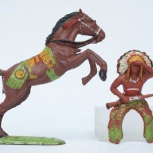 SOLD Speedwell Mounted Indian with Rifle on Leaping Horse