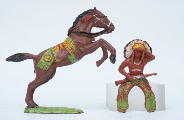 SOLD Speedwell Mounted Indian with Rifle on Leaping Horse