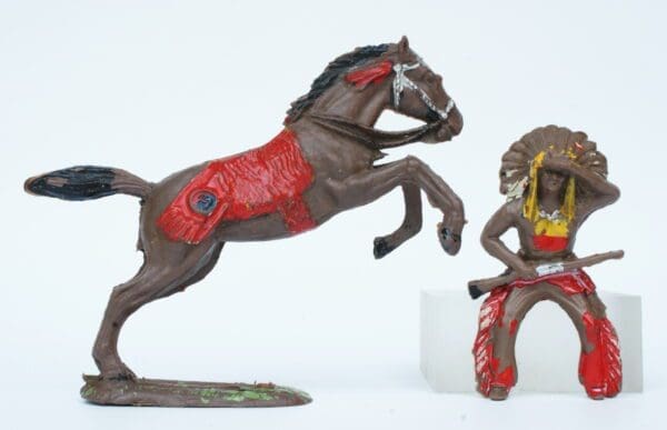 SOLD Speedwell Mounted Indian with Rifle - Chocolate Horse