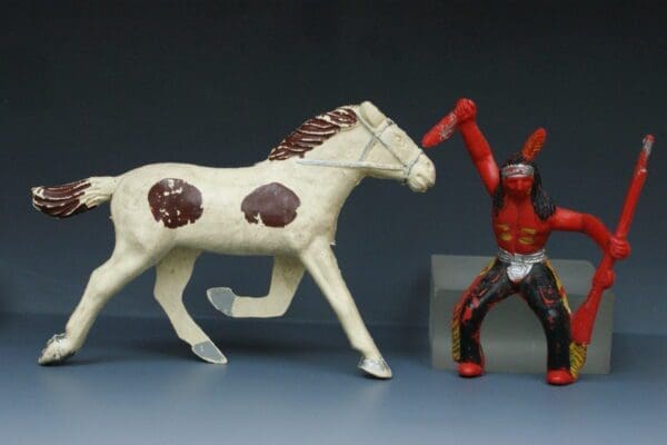 SOLD Trojan 70mm Mounted Indian (White Pinto Horse)