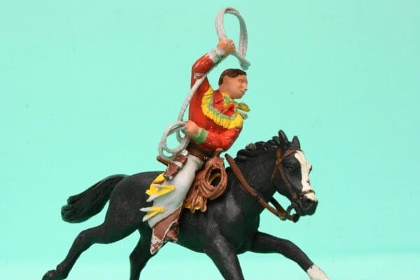 SOLD Herald Mounted Cowboy Lassoing - Red Shirt